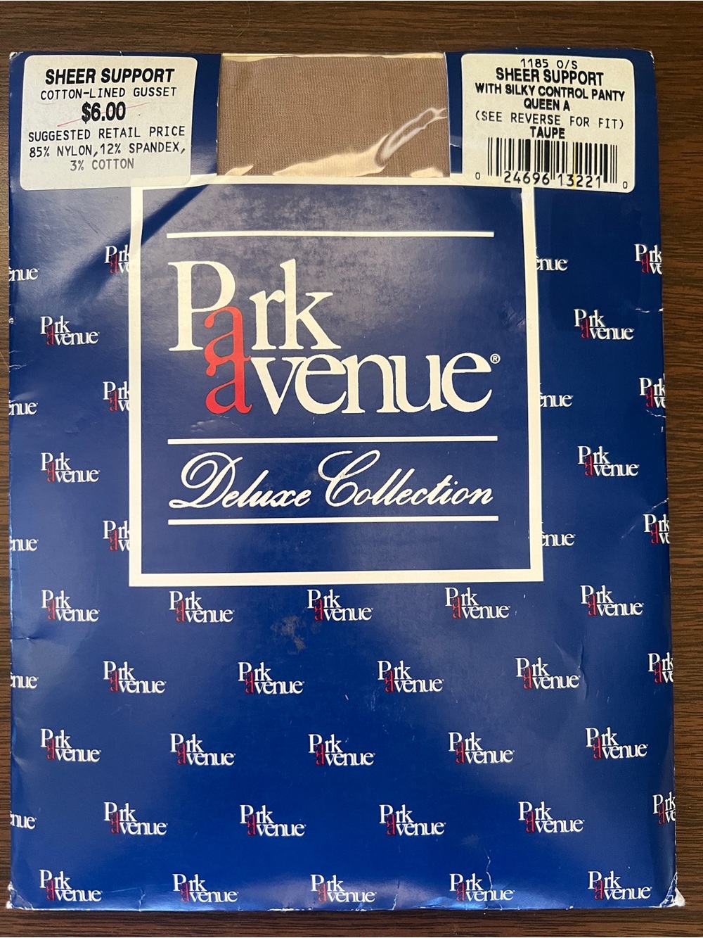 Vintage Park Avenue Sheer Support Pantyhose- Size Queen Short in Taupe